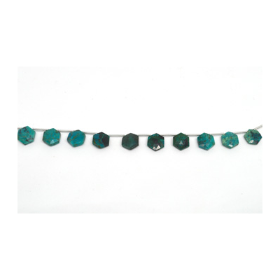 Chrysocolla top drill Hexagon 11mm EACH BEAD