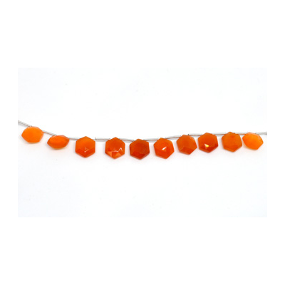 Carnelian top drill Hexagon 10mm EACH BEAD