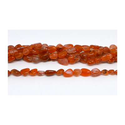 Southern Red agate polished nugget 6x8mm strand 52 beads