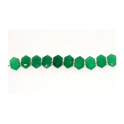 Green Onyx Side drill Hexagon 10x15mm EACH bead