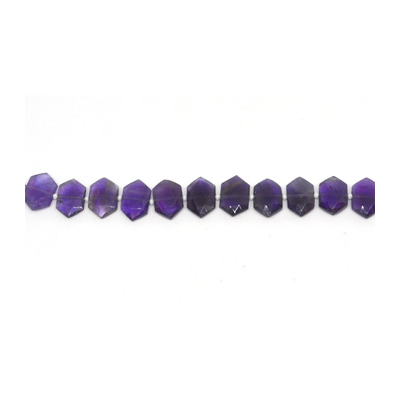 Amethyst  Side drill Hexagon 10x15mm EACH bead