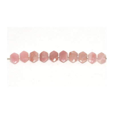 Pink Opal  Side drill Hexagon 10x15mm EACH bead
