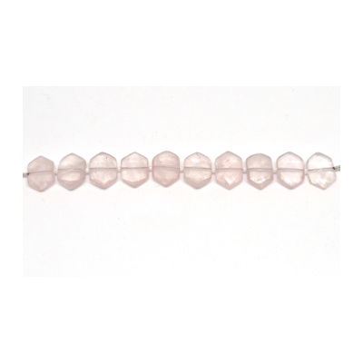 Rose Quartz Side drill Hexagon 10x15mm EACH bead