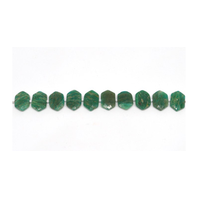 Amazonite Russian Side drill Hexagon 10x15mm EACH bead