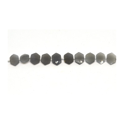 Grey Moonstone Side drill Hexagon 10x15mm EACH bead