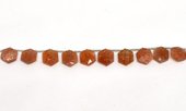 Sunstone top drill Hexagon 10mm EACH BEAD-beads incl pearls-Beadthemup