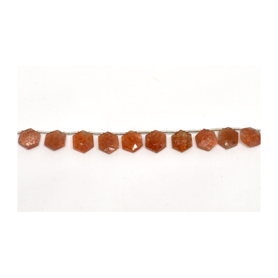 Sunstone top drill Hexagon 10mm EACH BEAD