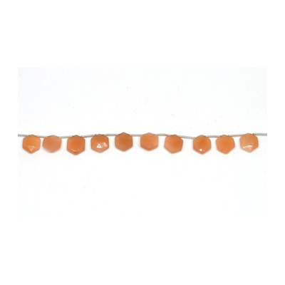 Peach Moonstone top drill Hexagon 10mm EACH BEAD