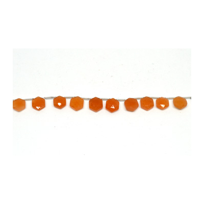 Peach Aventurine top drill Hexagon 10mm EACH BEAD