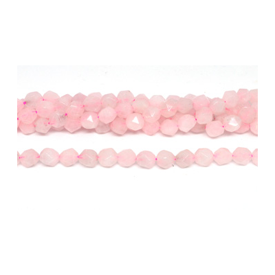 Rose Quartz Fac.Diamond cut 8mm str 44 beads