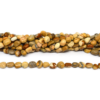 Picture Jasper nugget 6x8mm strand 48 beads