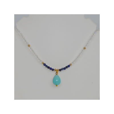 Moonstone necklace kit Amazonite and Lapis Lazuli