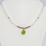 Moonstone necklace kit green Chalcedony and Amethyst-kits-Beadthemup