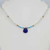 Moonstone necklace kit Lapis Lazuli and Turquoise-kits-Beadthemup