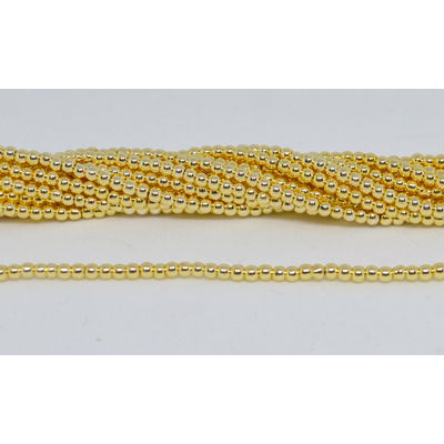 Hematite gold 2mm round strand approx 200 beads