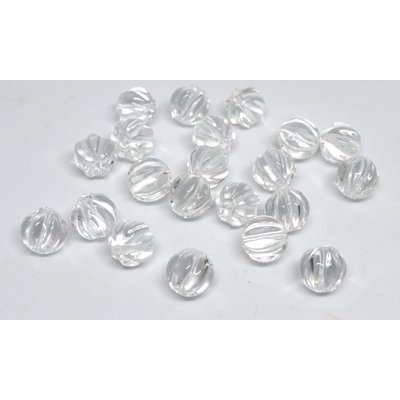 Clear quartz Carved round 12mm EACH BEAD