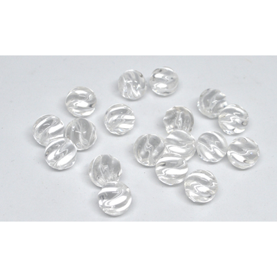 Clear quartz curved Carved round 12mm EACH BEAD