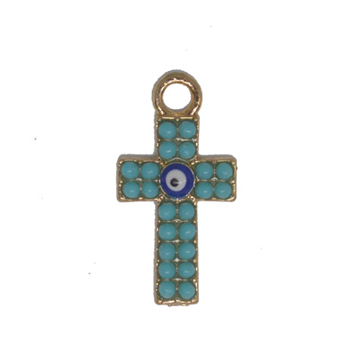 Base Metal Pendant Evil Eye Cross 12x23mm 2 pack