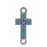 Base Metal Connector Evil Eye Cross 12x26mm 2 pack-findings-Beadthemup