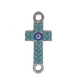 Base Metal Connector Evil Eye Cross 12x26mm 2 pack-findings-Beadthemup