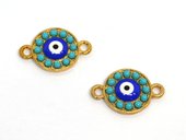 Base Metal Connector Evil Eye round 19x11mm 2 pack-findings-Beadthemup