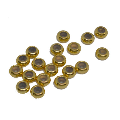 Brass Stopper bead 5.5mm, silicone size 1.5mm 2 pack