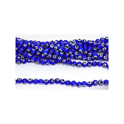 Evil Eye Glass bead round 8mm Blue 48 beads