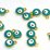 Evil Eye glass gold plated Pendant blue/aqua 8mm 10 pack