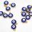 Evil Eye glass gold plated Pendant Dk blue 8mm 10 pack