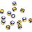 Evil Eye Glass gold plated bead blue 5mm 10 pack