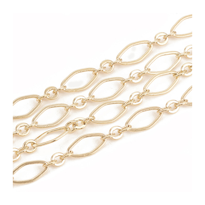 Brass 18K Gold Plated Chain 9x4.5x0.4mm Per meter