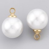 Brass 18K Gold Plated Faux Pearl Pendant 13.5x9.5mm 4 PACK-findings-Beadthemup