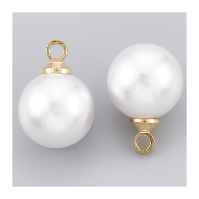 Brass 18K Gold Plated Faux Pearl Pendant 13.5x9.5mm 4 PACK