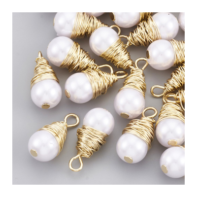 Brass 18K Gold Plated Faux Pearl Pendant 17.5x19mm 2 PACK