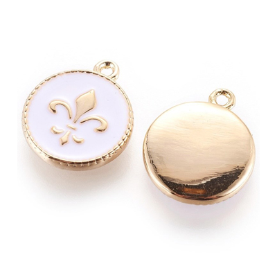 Brass 18k Gold Plated Enamel Pendant round 14x12mm 2 PACK
