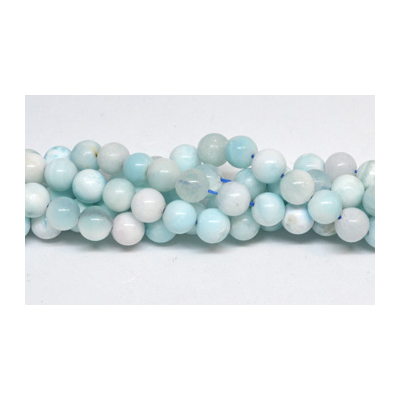 Larimar polished round 8mm strand 49 beads