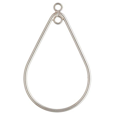 Sterling Silver Teardrop with 2 rings 29x20mm 2 Pack