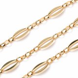 Brass 18K Gold Plated Chain Oval 24x12, ring 8.5x6.5mm Per meter-findings-Beadthemup