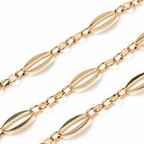 Brass 18K Gold Plated Chain Oval 24x12, ring 8.5x6.5mm Per 50cm-findings-Beadthemup