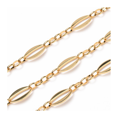 Brass 18K Gold Plated Chain Oval 24x12, ring 8.5x6.5mm Per meter