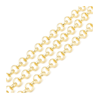 Brass 18K Gold Plated Chain Rolo 5.5mm Per meter