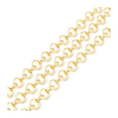 Brass 18K Gold Plated Chain Rolo 5.5mm Per 50cm 
