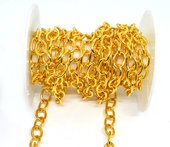 Brass 18K Gold Plated Chain Cable 11x8mm Per 50cm-findings-Beadthemup