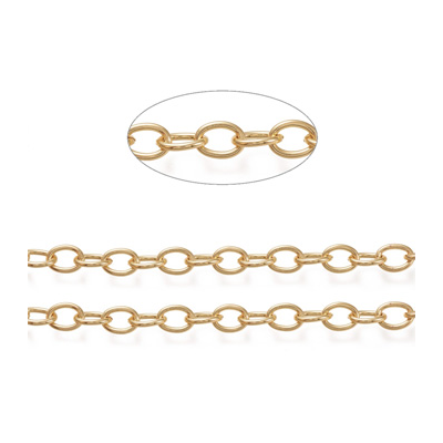 Brass 18K Gold Plated Chain Cable 11x8mm Per 50cm