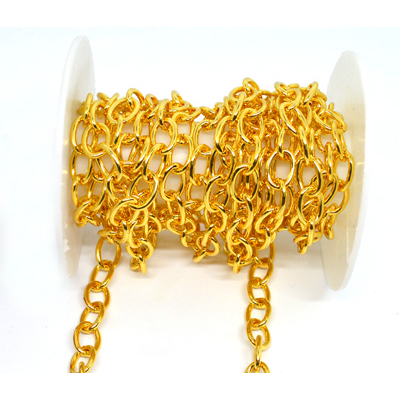 Brass 18K Gold Plated Chain Cable 11x8mm Per 50cm