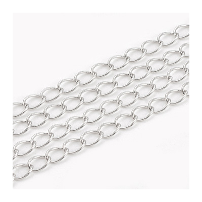 Brass Platinum Plated Chain Cable 5x3.5mm Per 50cm
