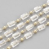 Brass 18K Gold Plated Chain w/Glass bead & 2.5mm  Per meter-findings-Beadthemup