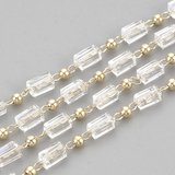 Brass 18K Gold Plated Chain w/Glass bead & 2.5mm  Per 50cm-findings-Beadthemup
