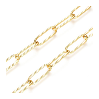 Brass 18K Gold Plated Chain Paperclip 14x4.5x1mm Per meter