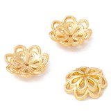18k gold plated alloy CAP Flower 8x2.5mm 10 pack-findings-Beadthemup
